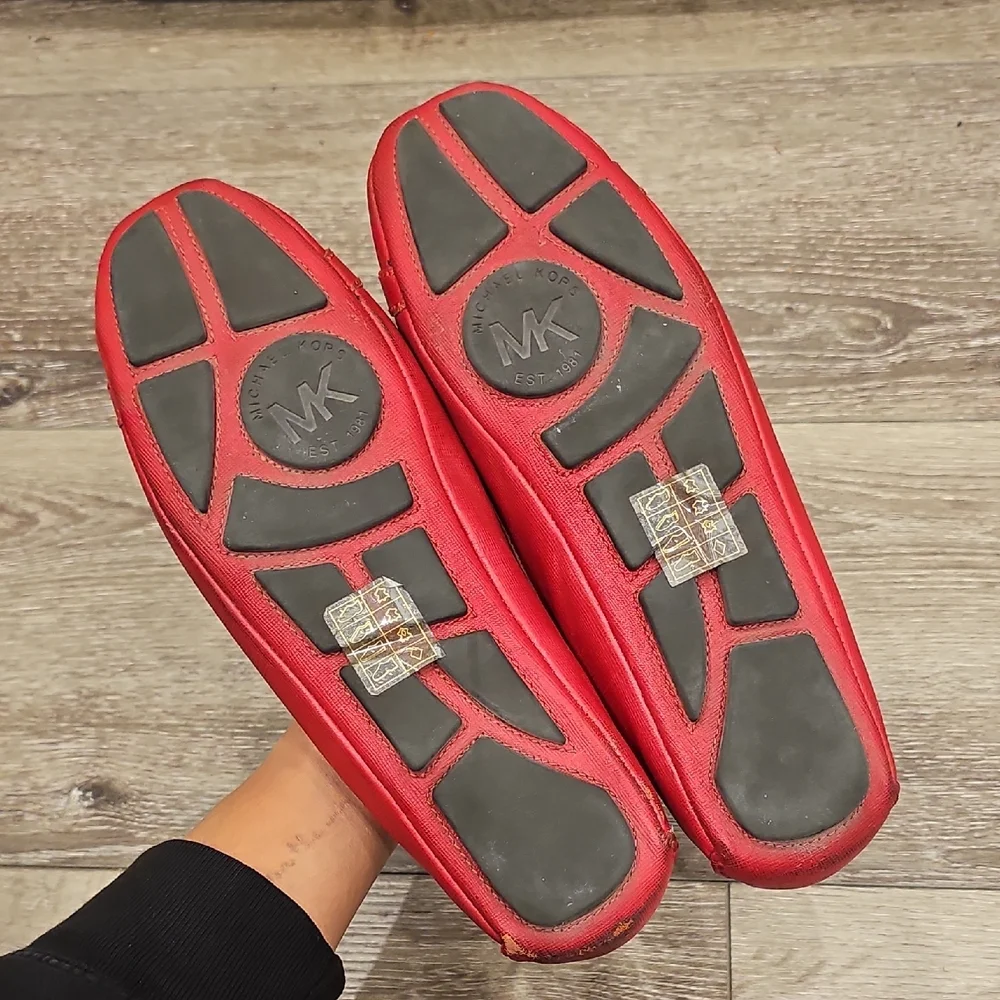 MICHAEL KORS Gorgeous Red Saffiano Leather Flats